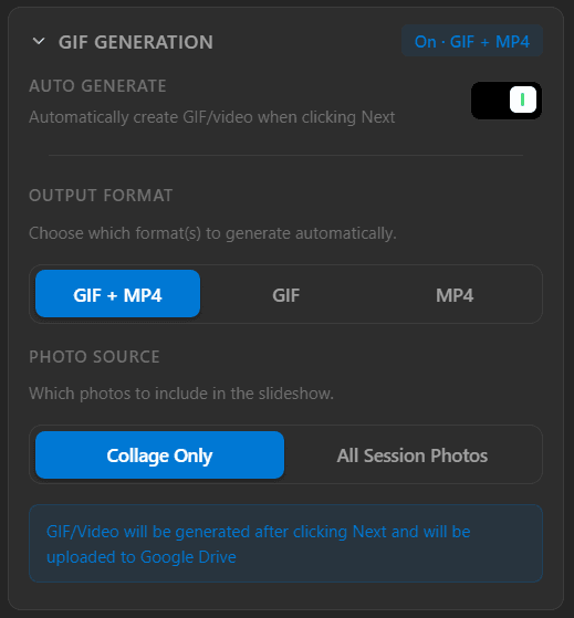 GIF Generation panel