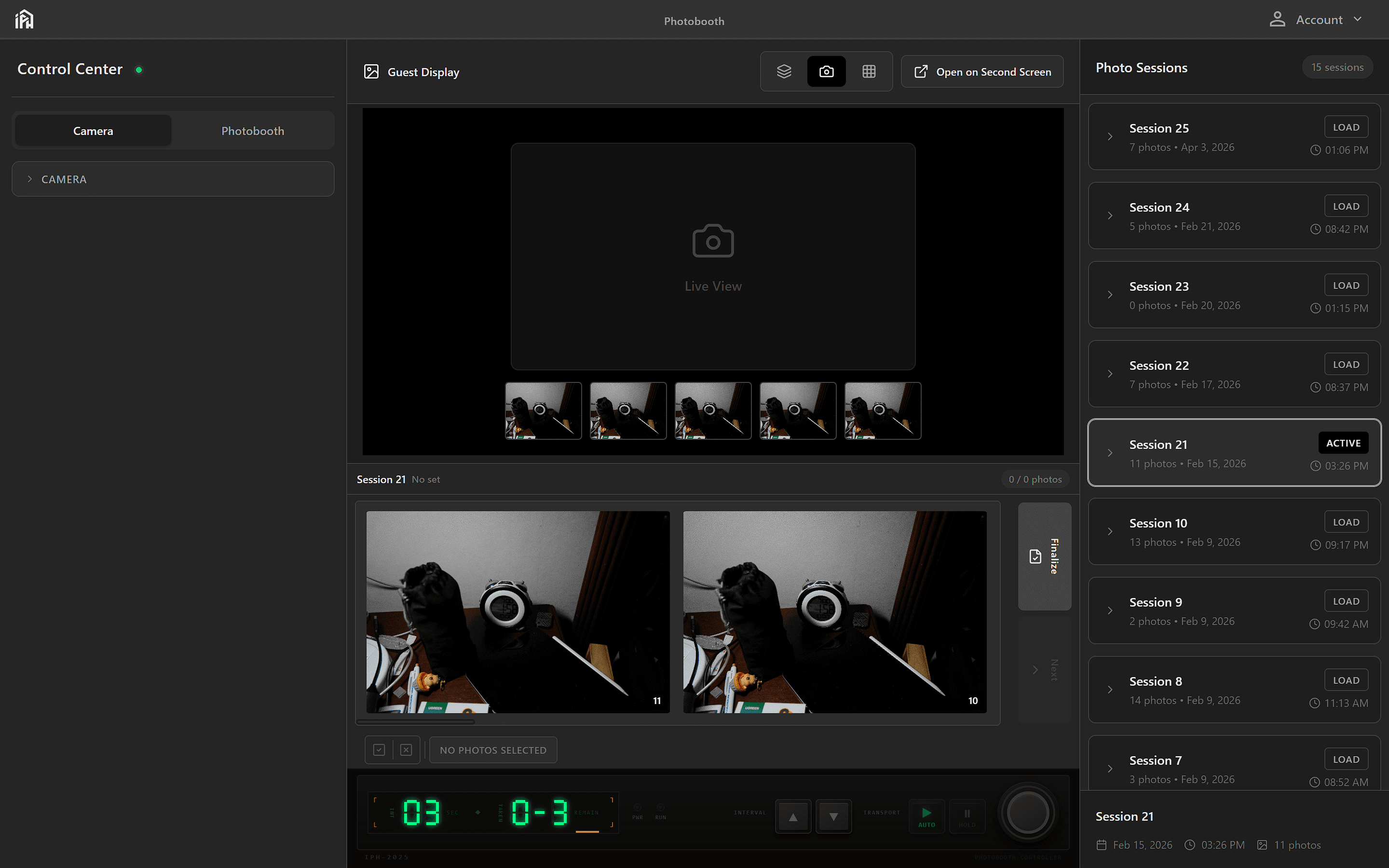 Photobooth camera controls