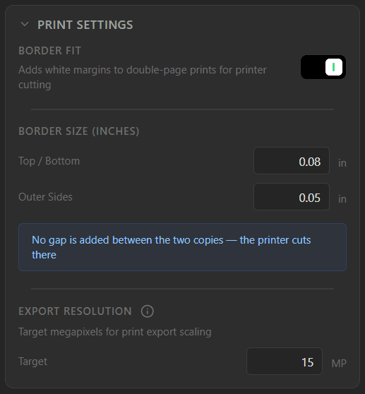 Print Settings panel