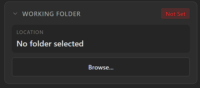 Working Folder not set
