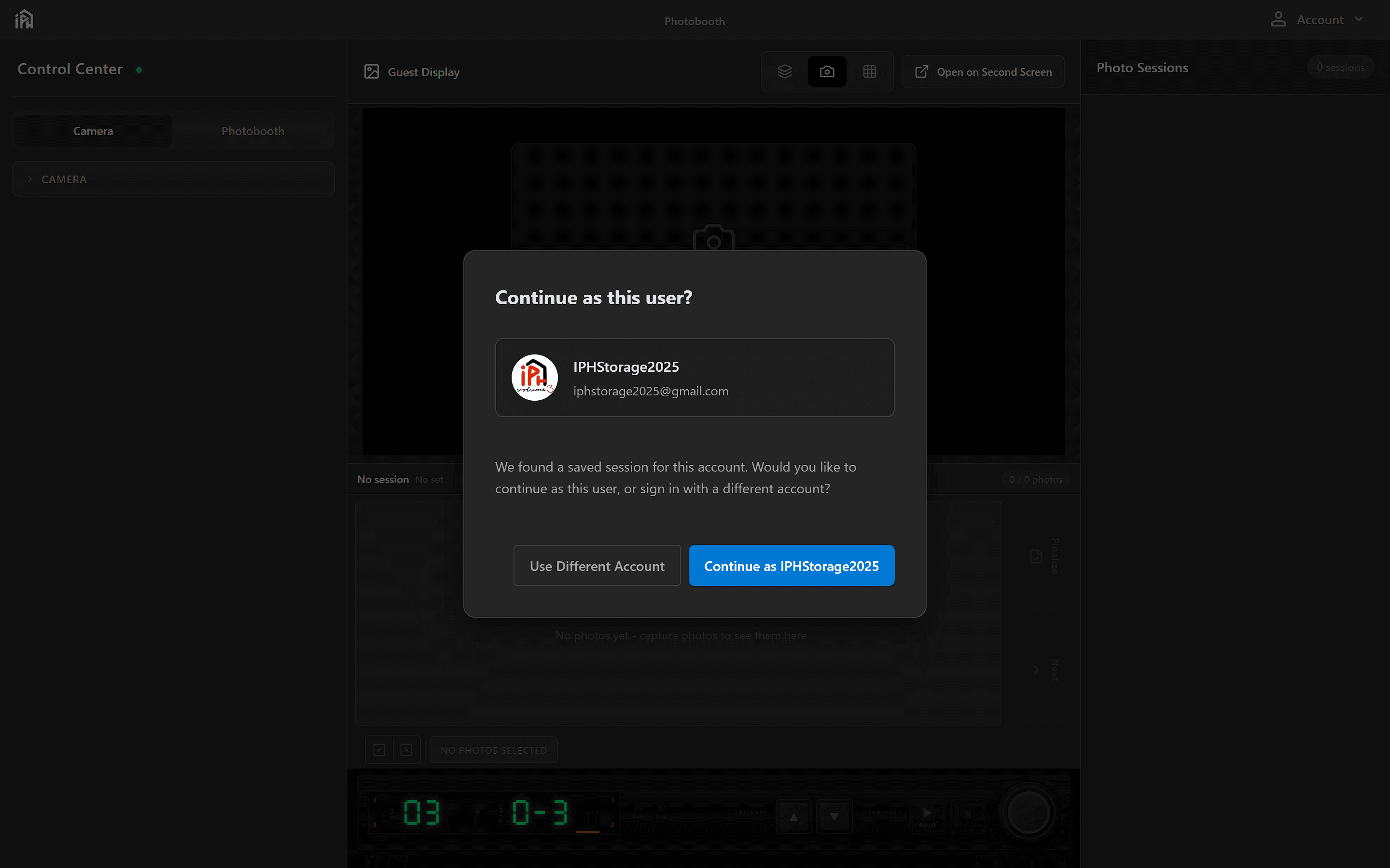 Google continue as user modal