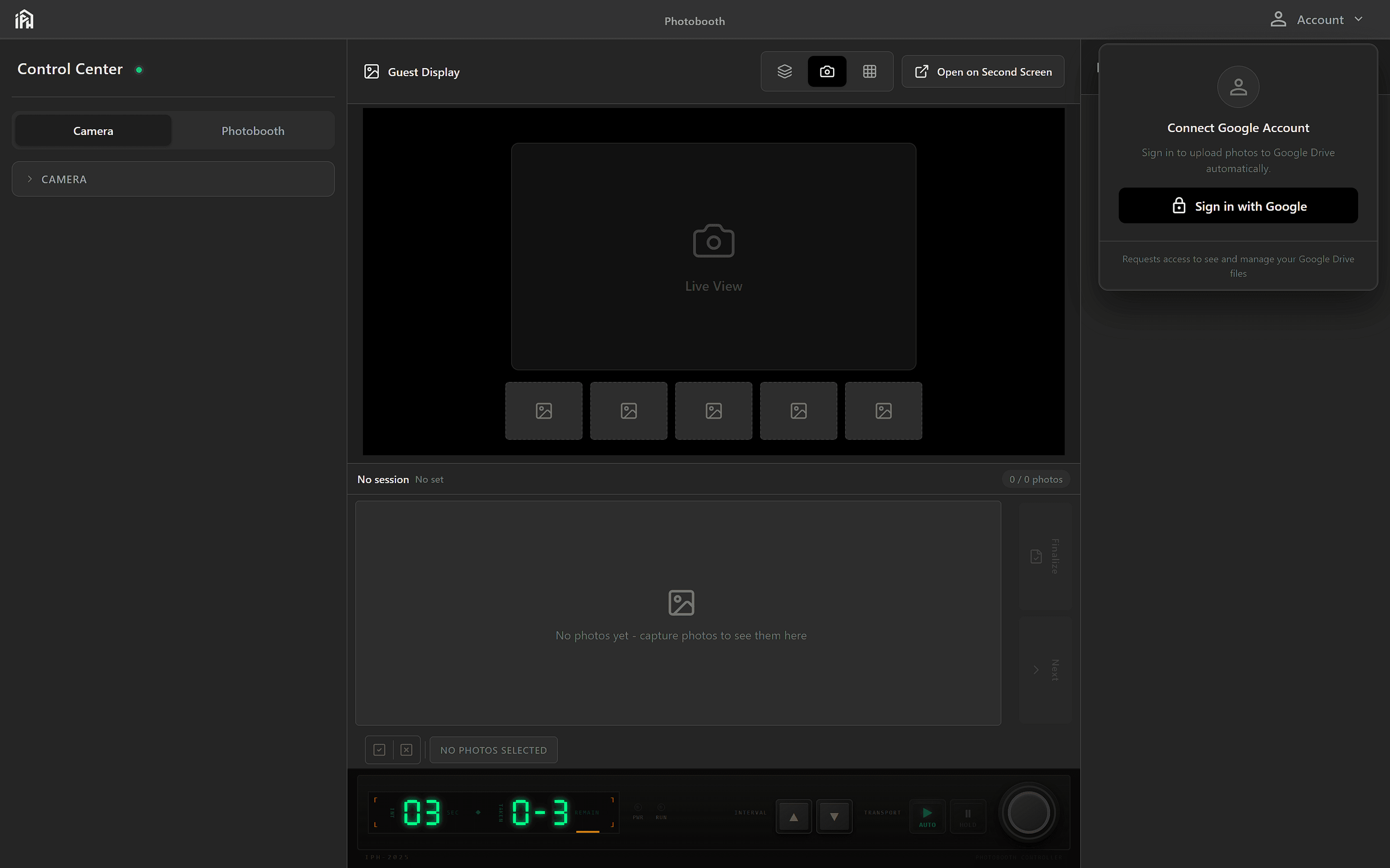 Google sign-in interface
