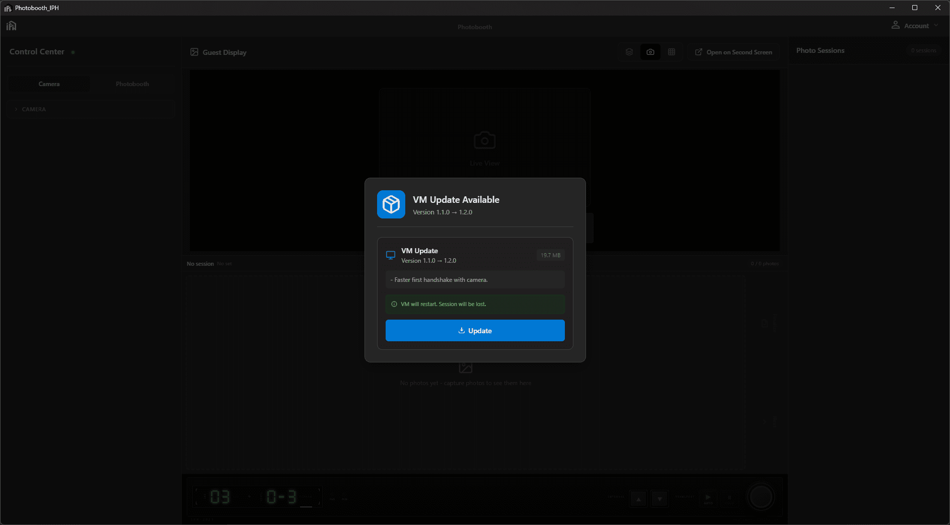 VM update available notification